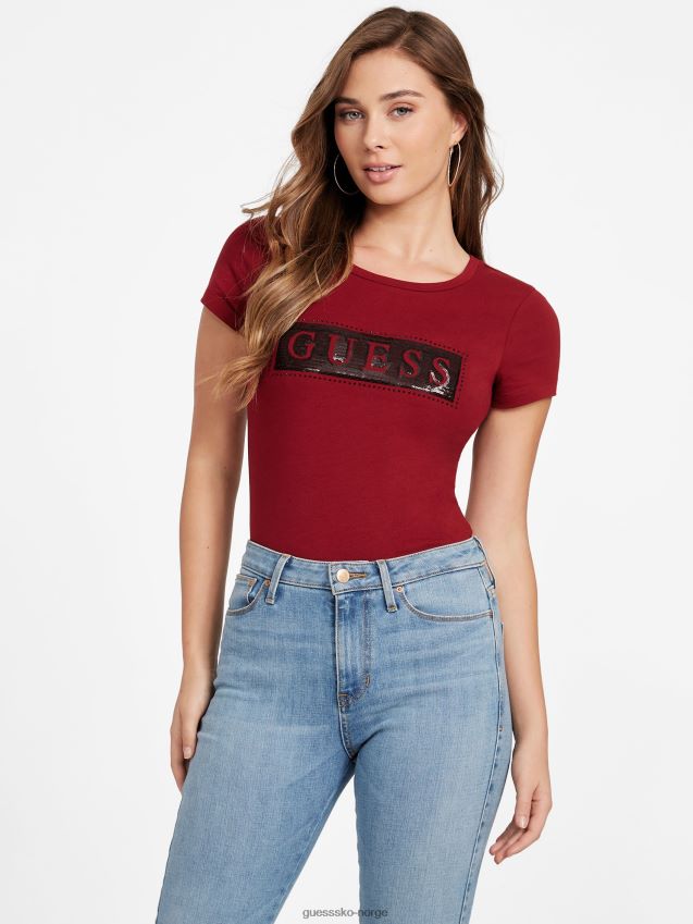 Guess stål paljett og rhinestone tee bete juice rød rødbetejuice kvinner F0LJ807250
