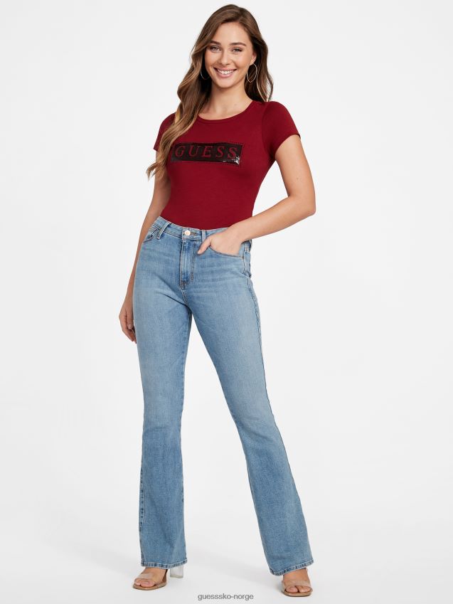 Guess stål paljett og rhinestone tee bete juice rød rødbetejuice kvinner F0LJ807250
