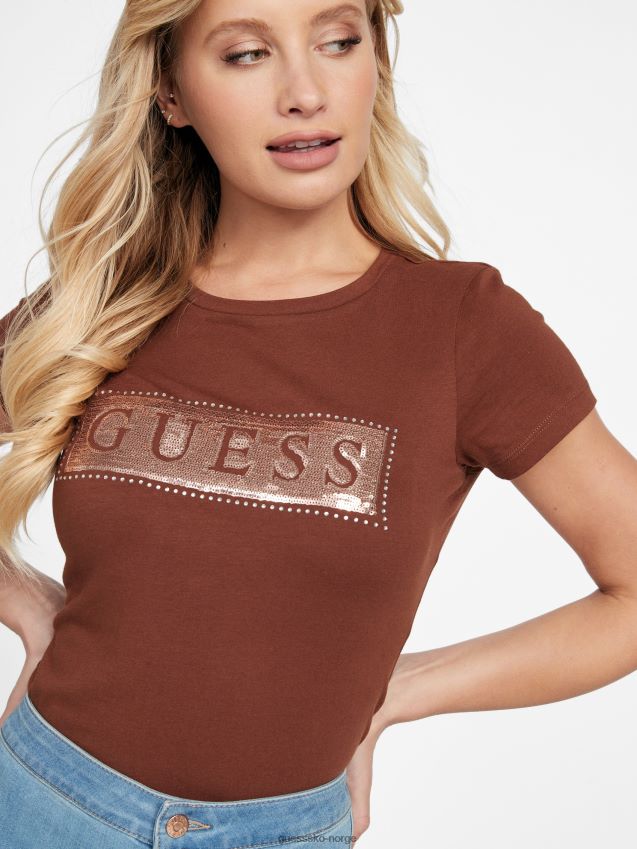 Guess stål paljett og rhinestone tee hickory herregård hickory herregård kvinner F0LJ807248
