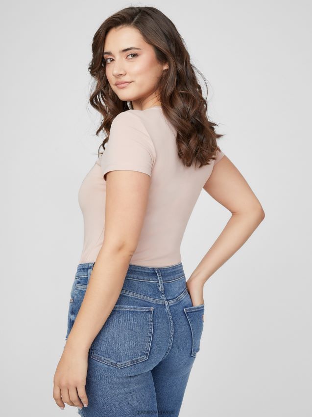 Guess stål paljett og rhinestone tee rosa glans rosa glans kvinner F0LJ807187