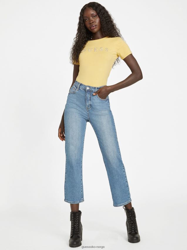 Guess støvete soloppgang jill rhinestone logo-t-skjorte støvete soloppgang kvinner F0LJ807249