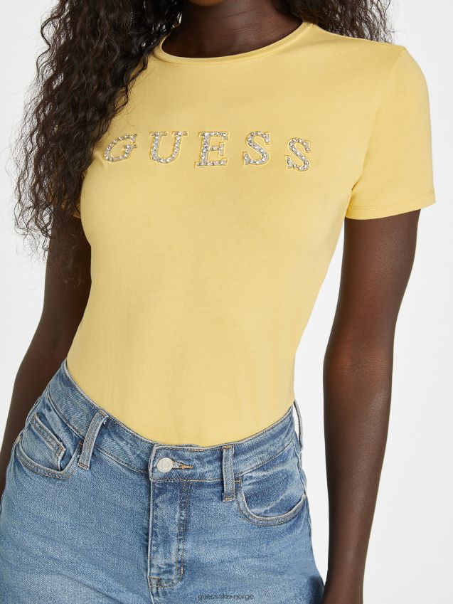 Guess støvete soloppgang jill rhinestone logo-t-skjorte støvete soloppgang kvinner F0LJ807249
