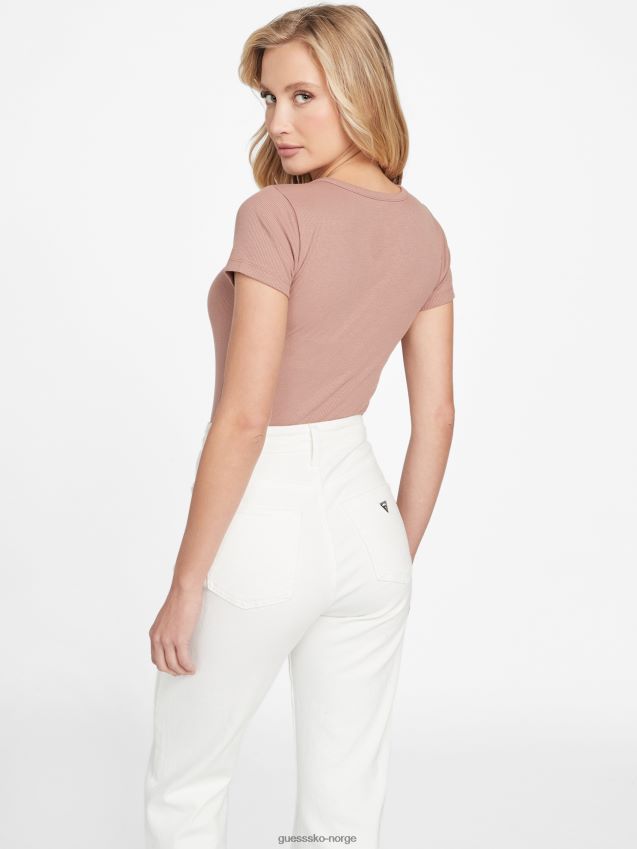 Guess stekt kastanje yara logo V-hals t-skjorte stekt kastanje kvinner F0LJ807426