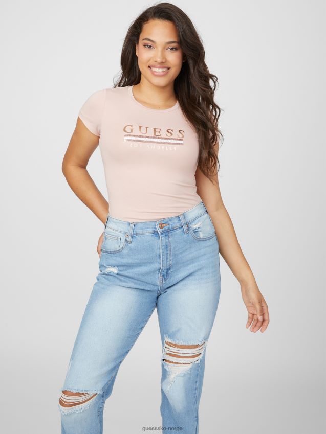 Guess sterling paljett t-skjorte rosa glans rosa glans kvinner F0LJ807295