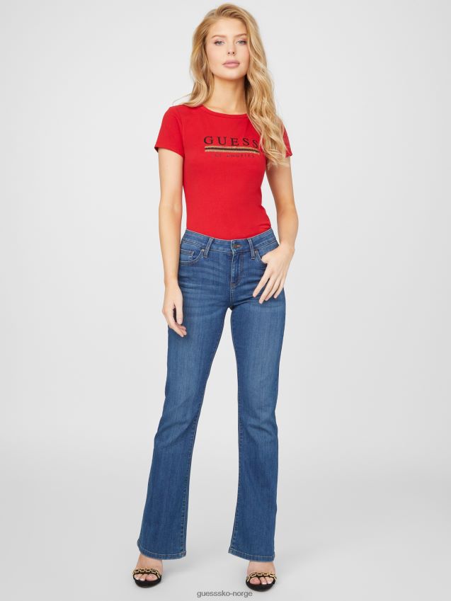 Guess sterling paljett t-skjorte rugby rød rugby rød kvinner F0LJ807230