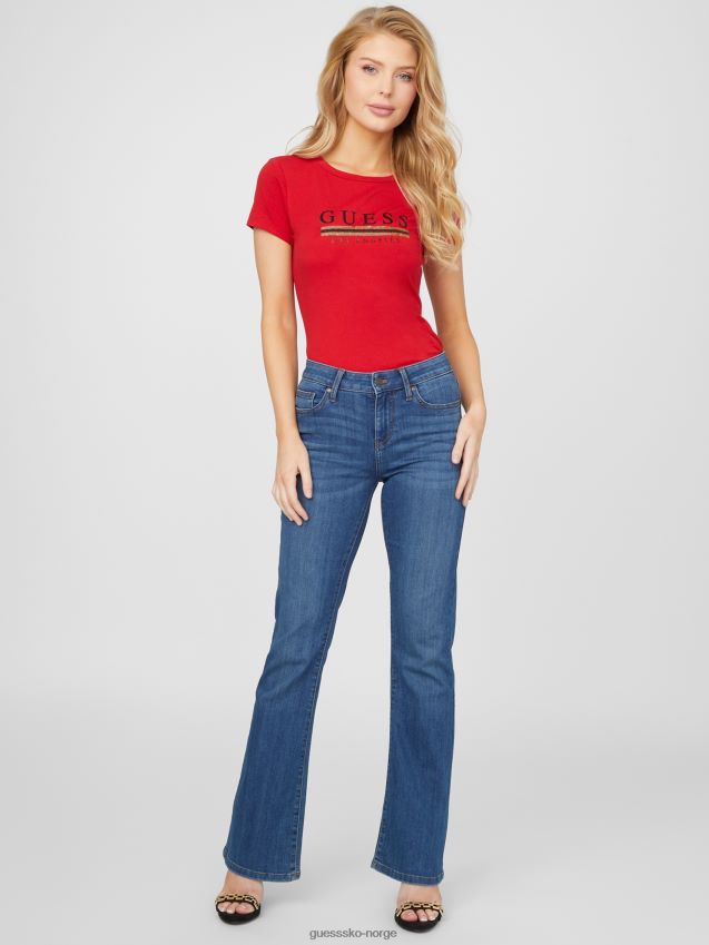 Guess sterling paljett t-skjorte rugby rød rugby rød kvinner F0LJ807230