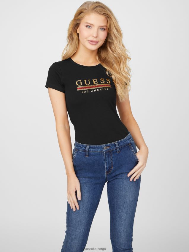 Guess sterling paljett tee jet black kulsvart kvinner F0LJ807097