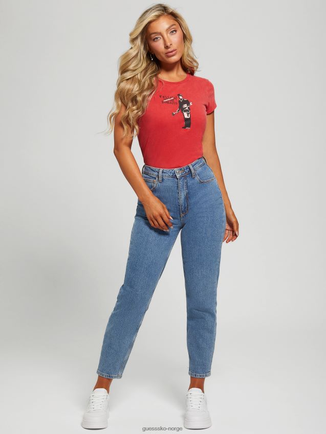 Guess trykkende rød kansellert drømme-t-skjorte varm rød kvinner F0LJ809890