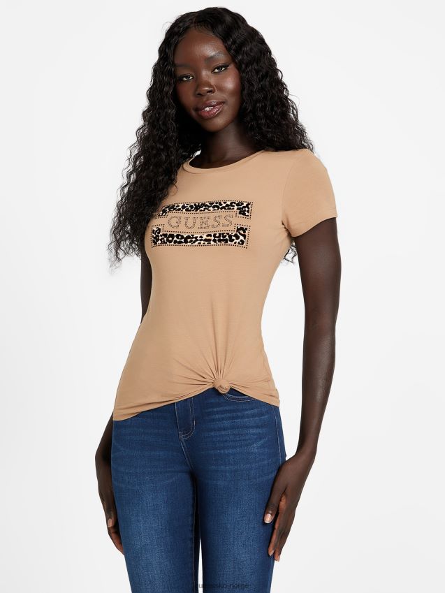 Guess våt sand capri logo t-skjorte våt sand kvinner F0LJ807300