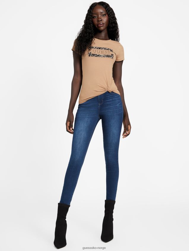 Guess våt sand capri logo t-skjorte våt sand kvinner F0LJ807300