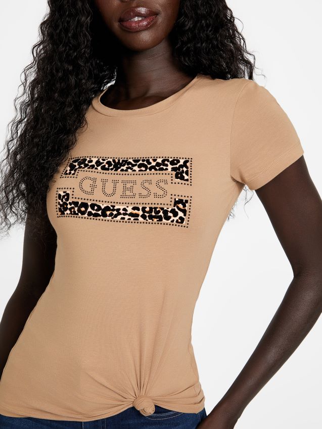 Guess våt sand capri logo t-skjorte våt sand kvinner F0LJ807300