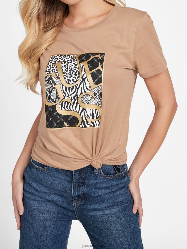 Guess våt sand iggy logo-t-skjorte våt sand kvinner F0LJ807117