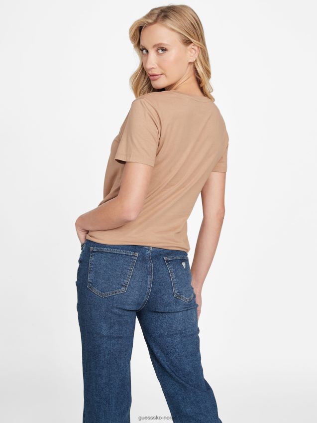 Guess våt sand iggy logo-t-skjorte våt sand kvinner F0LJ807117