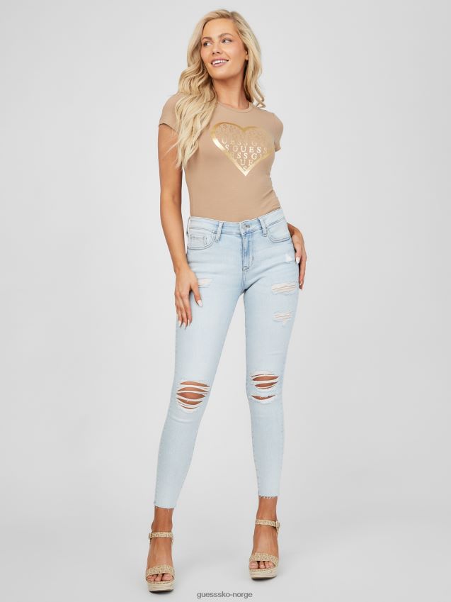 Guess våt sand libi hjerte-t-skjorte våt sand kvinner F0LJ807377