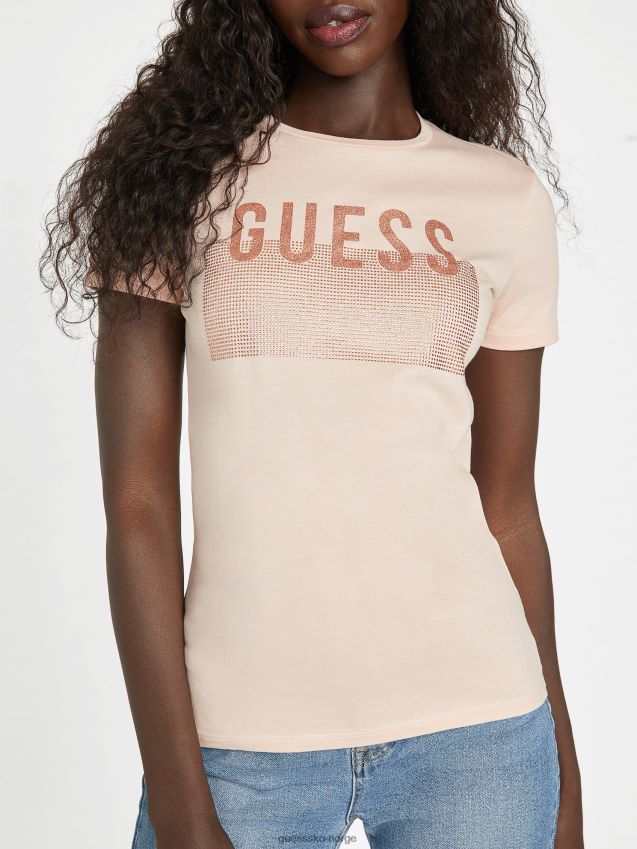 Guess vapor rose lisey rhinestone logo-t-skjorte damp steg kvinner F0LJ807381