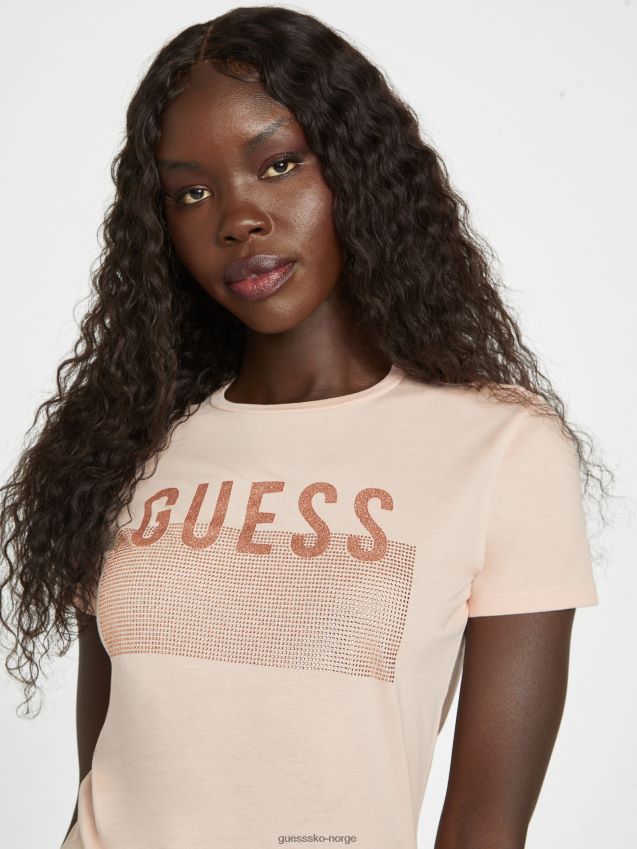 Guess vapor rose lisey rhinestone logo-t-skjorte damp steg kvinner F0LJ807381