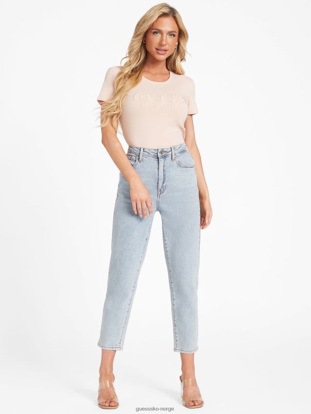 Guess vapor rose lizza t-skjorte med brodert logo damp steg kvinner F0LJ807297