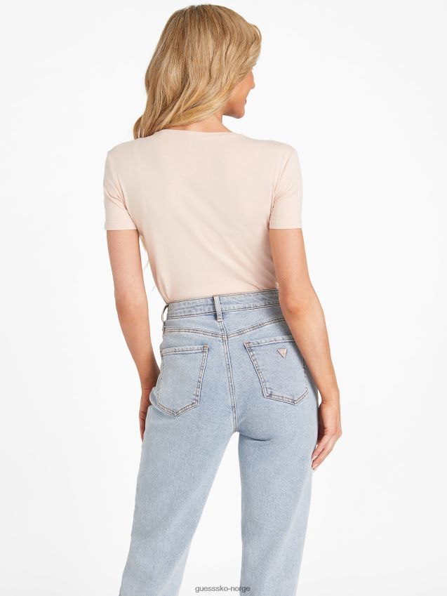 Guess vapor rose lizza t-skjorte med brodert logo damp steg kvinner F0LJ807297