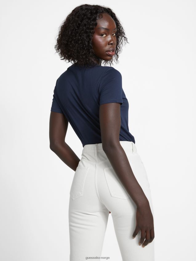 Guess zillah rhinestone logo t-skjorte dypeste blå dypeste blå kvinner F0LJ807379