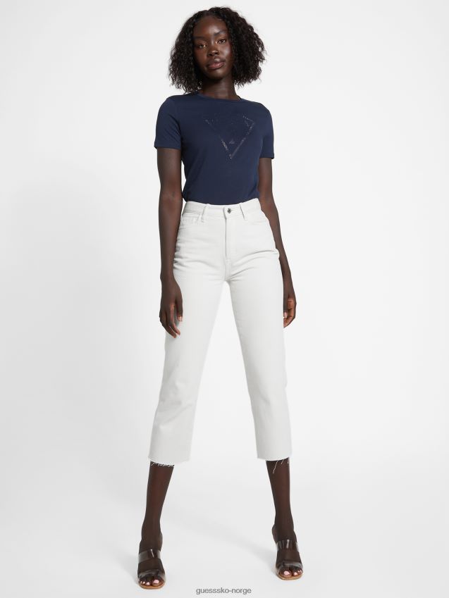 Guess zillah rhinestone logo t-skjorte dypeste blå dypeste blå kvinner F0LJ807379