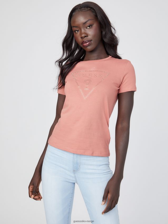 Guess zillah rhinestone logo t-skjorte rød glen rød glen kvinner F0LJ807349
