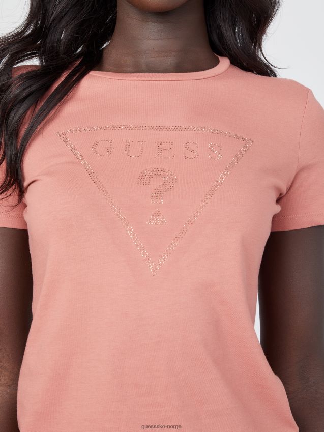 Guess zillah rhinestone logo t-skjorte rød glen rød glen kvinner F0LJ807349