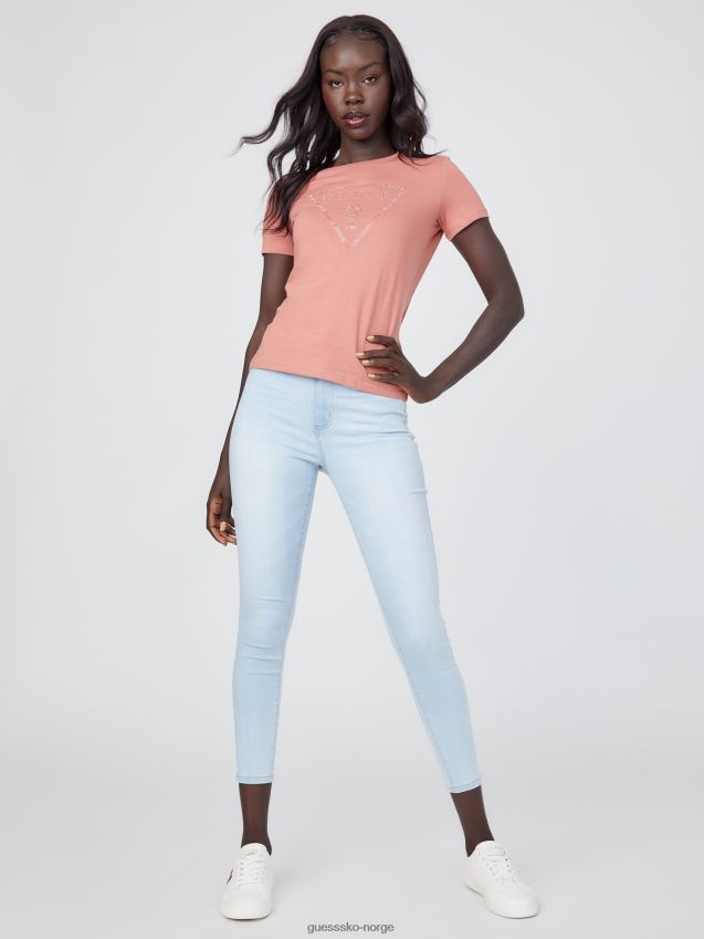 Guess zillah rhinestone logo t-skjorte rød glen rød glen kvinner F0LJ807349