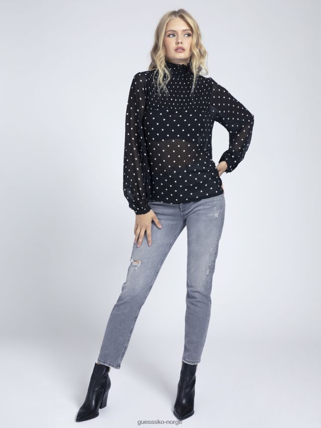 Guess all over print bluse svart multi svart multi kvinner F0LJ806627