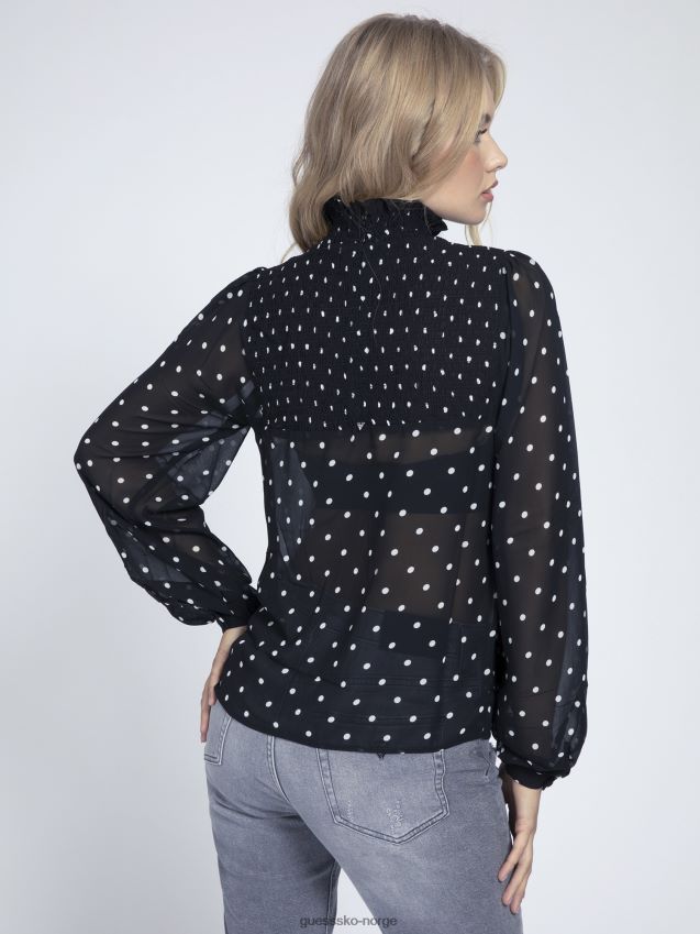 Guess all over print bluse svart multi svart multi kvinner F0LJ806627