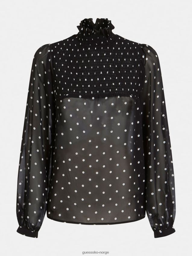 Guess all over print bluse svart multi svart multi kvinner F0LJ806627