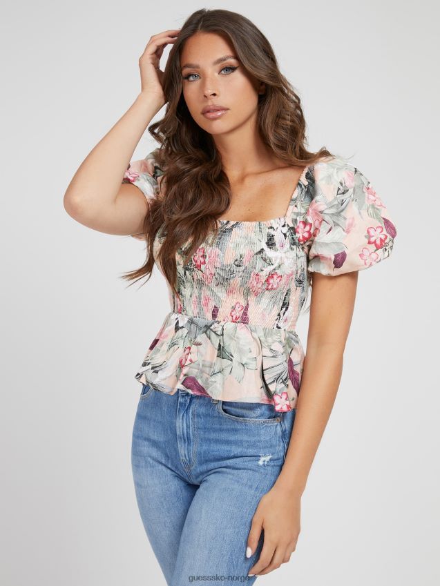 Guess all-over print lin topp floral fantasi blomsterfantasi kvinner F0LJ805846