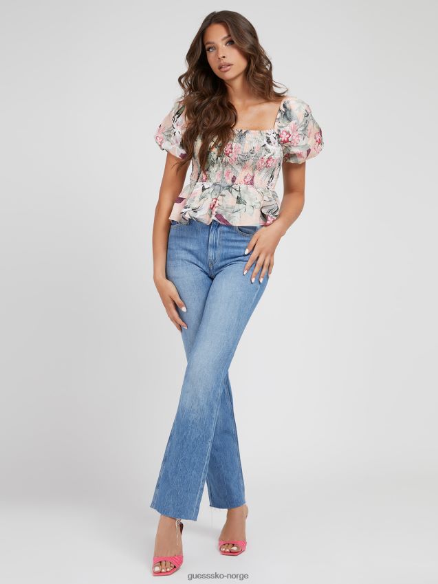 Guess all-over print lin topp floral fantasi blomsterfantasi kvinner F0LJ805846