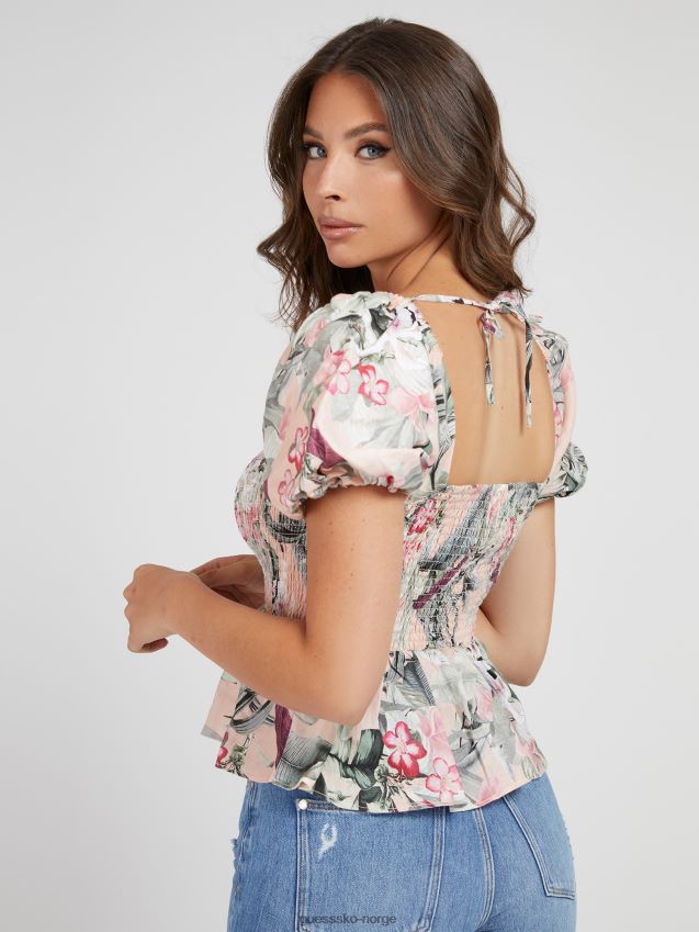 Guess all-over print lin topp floral fantasi blomsterfantasi kvinner F0LJ805846