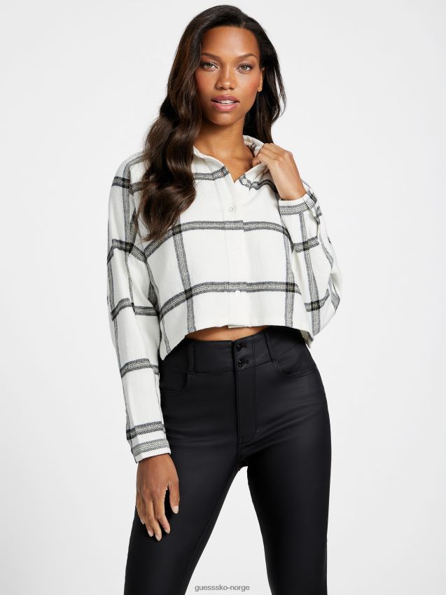 Guess allen cropped skjorte rutete pledd kvinner F0LJ807422