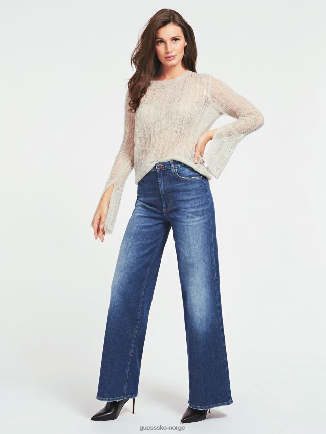 Guess båthals rhinestones genser grå multi grå multi kvinner F0LJ805807