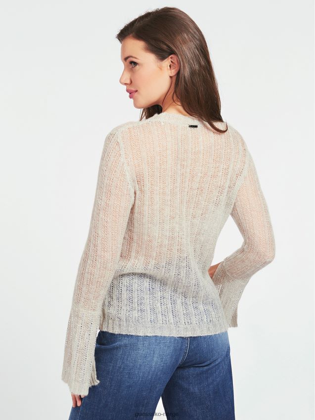 Guess båthals rhinestones genser grå multi grå multi kvinner F0LJ805807