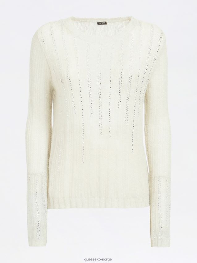 Guess båthals rhinestones genser grå multi grå multi kvinner F0LJ805807