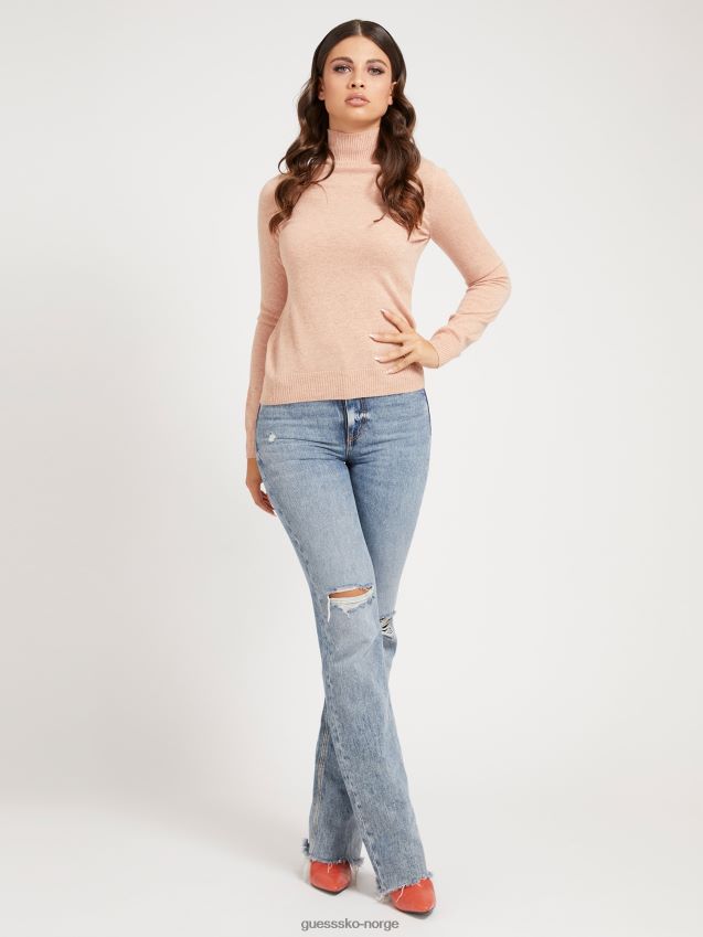 Guess beige cachemere blanding genser med skilpadde hals beige kvinner F0LJ806431