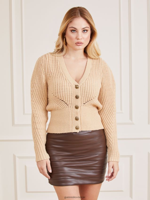 Guess beige cardigan i marciano ullblanding beige kvinner F0LJ806609