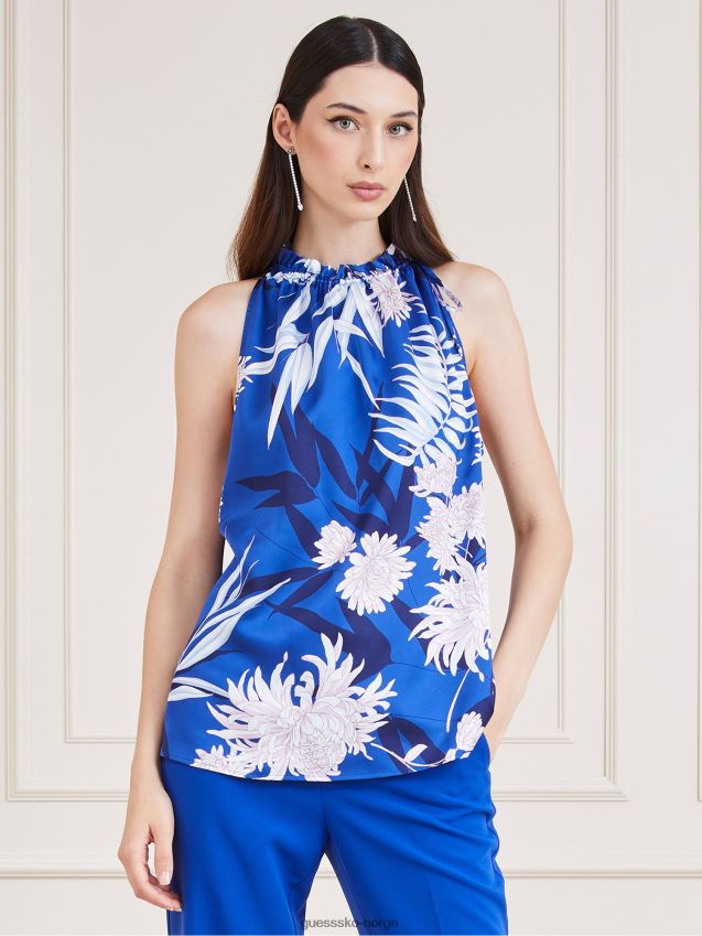 Guess blå multi marciano all over print topp blå multi kvinner F0LJ802774