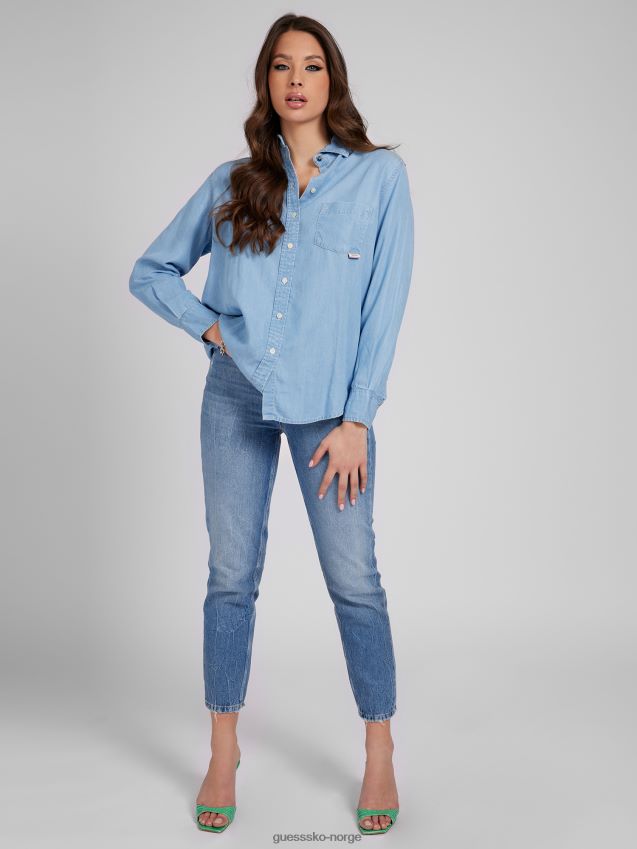 Guess blå oversize fit denimskjorte blå kvinner F0LJ805785