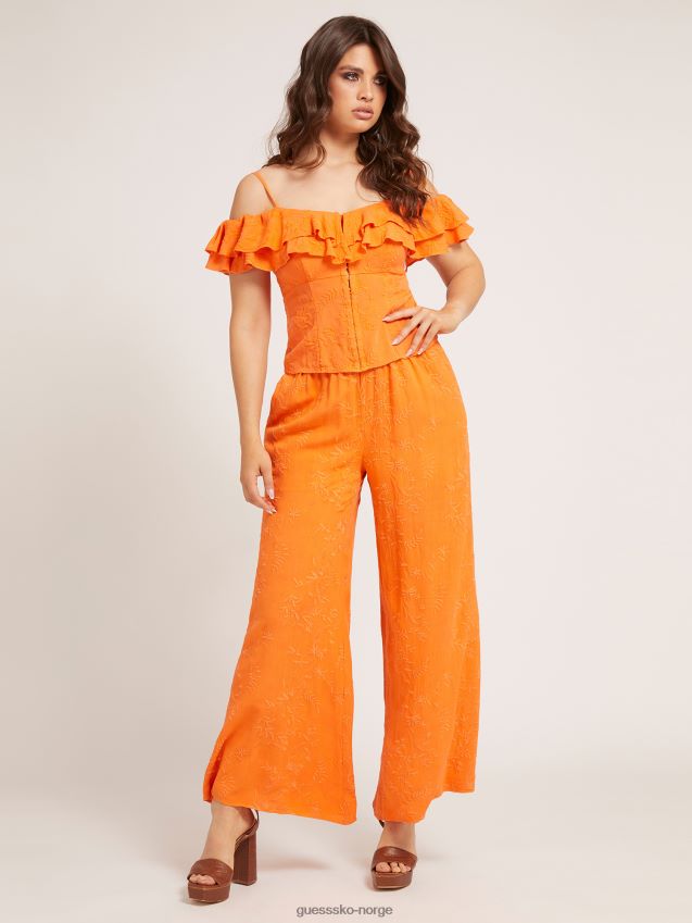 Guess brodert frill topp oransje oransje kvinner F0LJ806058