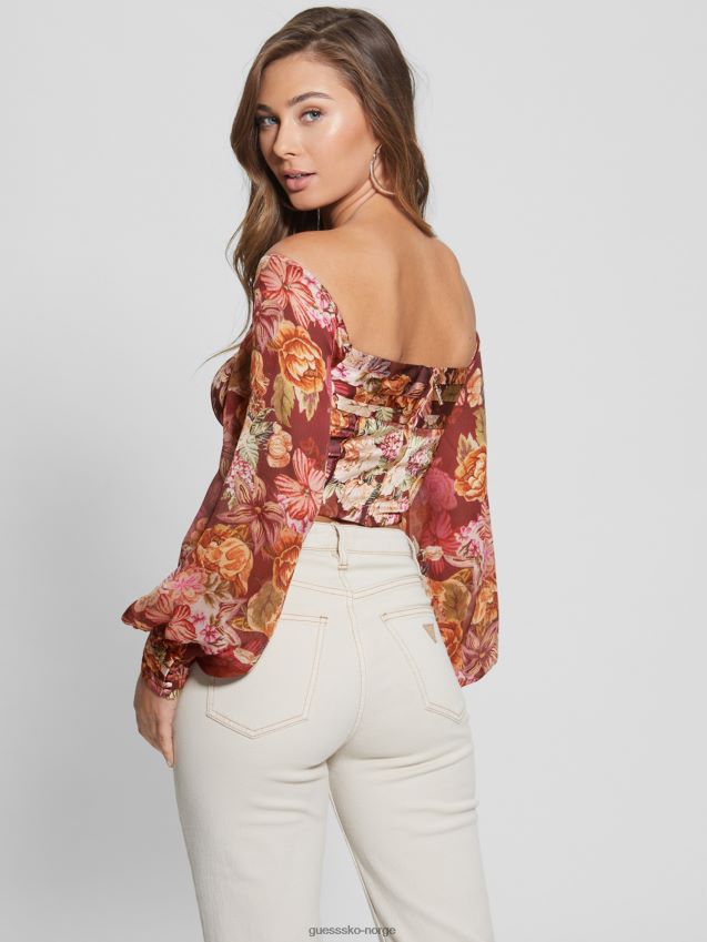 Guess digital billedvev trykk ma eco kristy off-the-shoulder topp digital billedvev print ma kvinner F0LJ809149