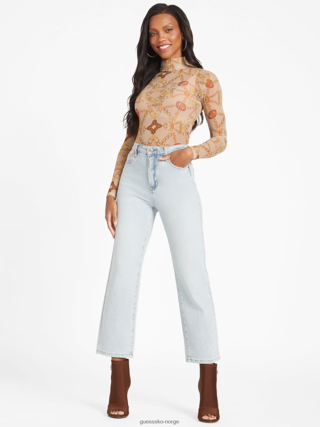 Guess eco eara topp cabana scroll skummende taupe cabana scroll skummende taupe kvinner F0LJ807290