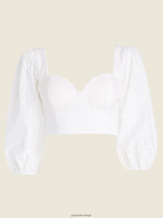Guess ekte hvit nelia eyelet topp ekte hvit kvinner F0LJ809586
