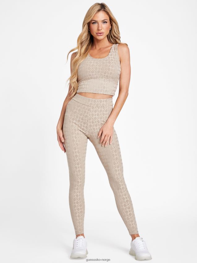 Guess fløyel taupe dana logo aktiv topp fløyel taupe kvinner F0LJ807216