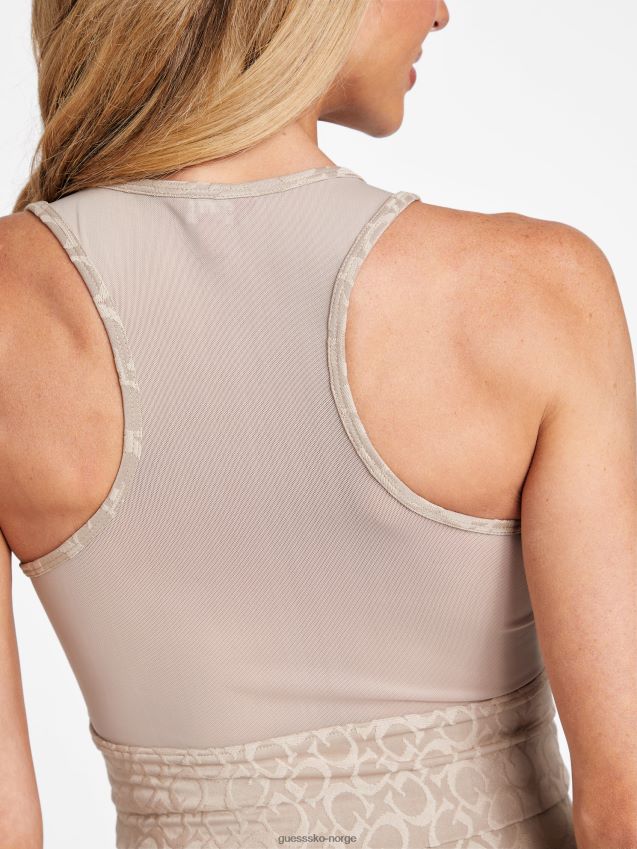 Guess fløyel taupe dana logo aktiv topp fløyel taupe kvinner F0LJ807216