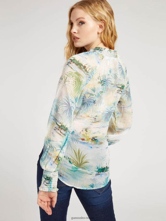 Guess floral fantasy bluse med all-over print blomsterfantasi kvinner F0LJ806396