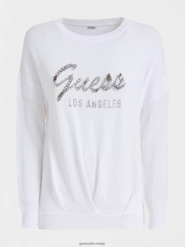 Guess foran logo viskoseblanding genser hvit hvit kvinner F0LJ806309
