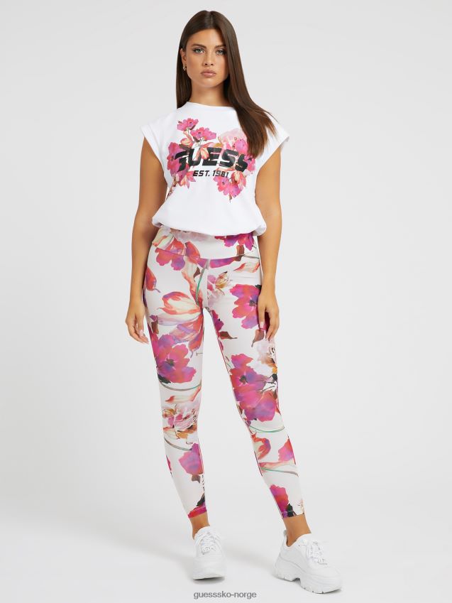 Guess front floral logo crop top hvit hvit kvinner F0LJ804896